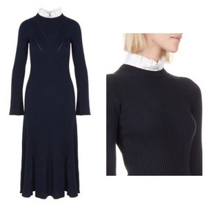 Sandro ribbed midi sweater dress victorian collar